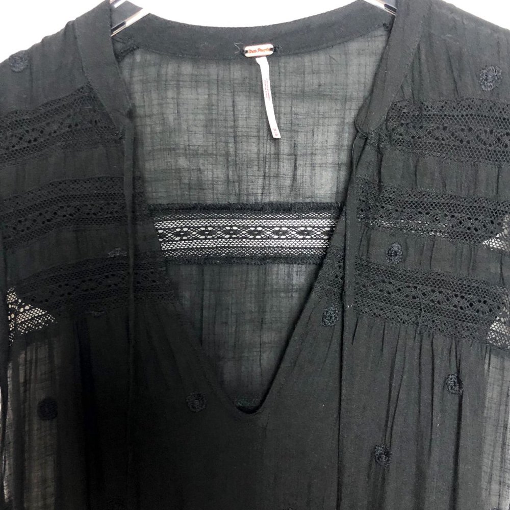 EUC Free People Black Sheer Midnight Midi Dress - Picture 7 of 10